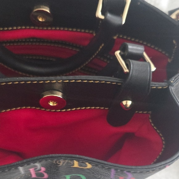 Dooney & Bourke Black Multicolor Logo Shoulder Bag - Picture 3 of 6